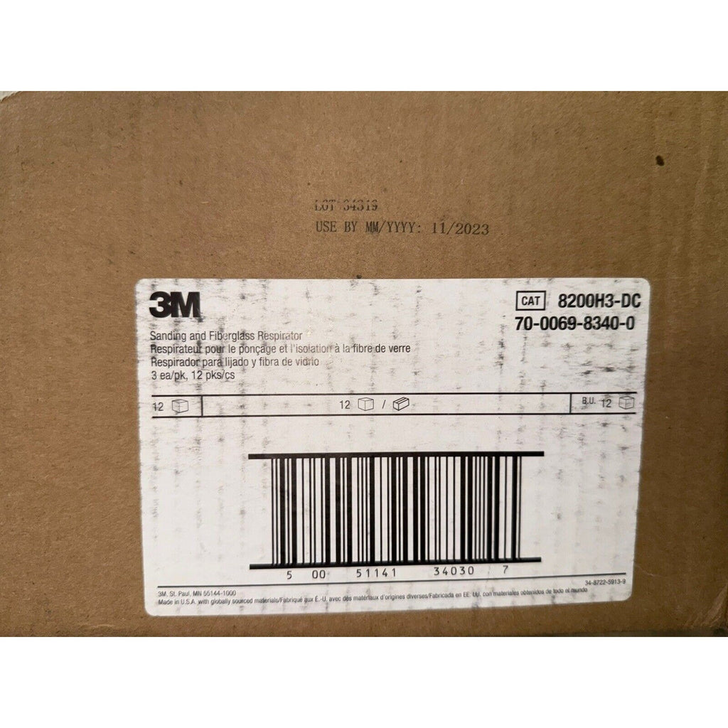 3M N95 Sanding and Fiberglass Respirator (3-Pack) 8200H3-DC 3M 8200H3-DC