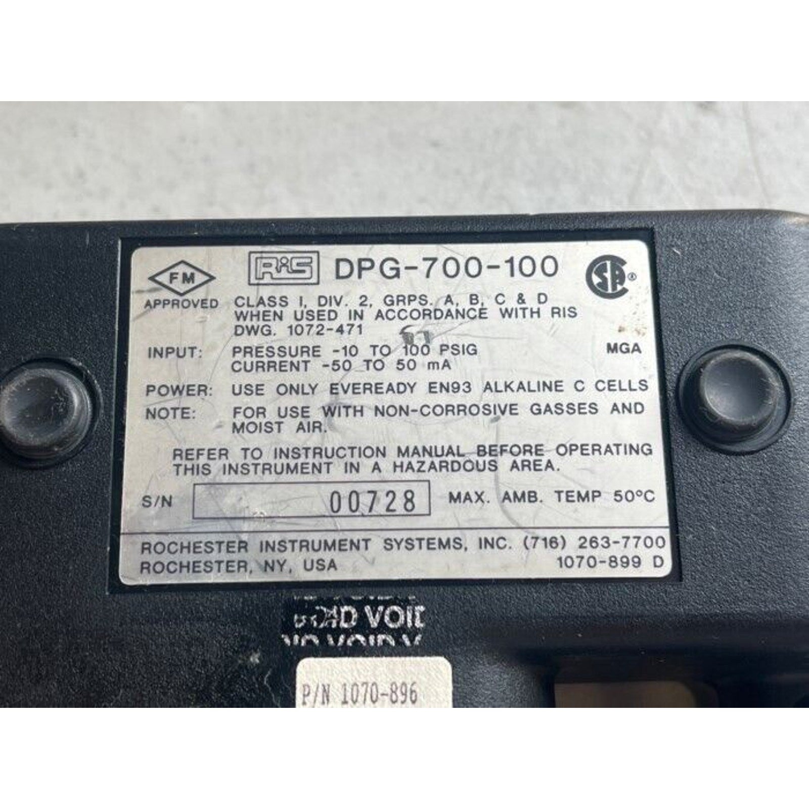 Rochester Instrument Systems Digital Pressure Gauge DPG-700-100