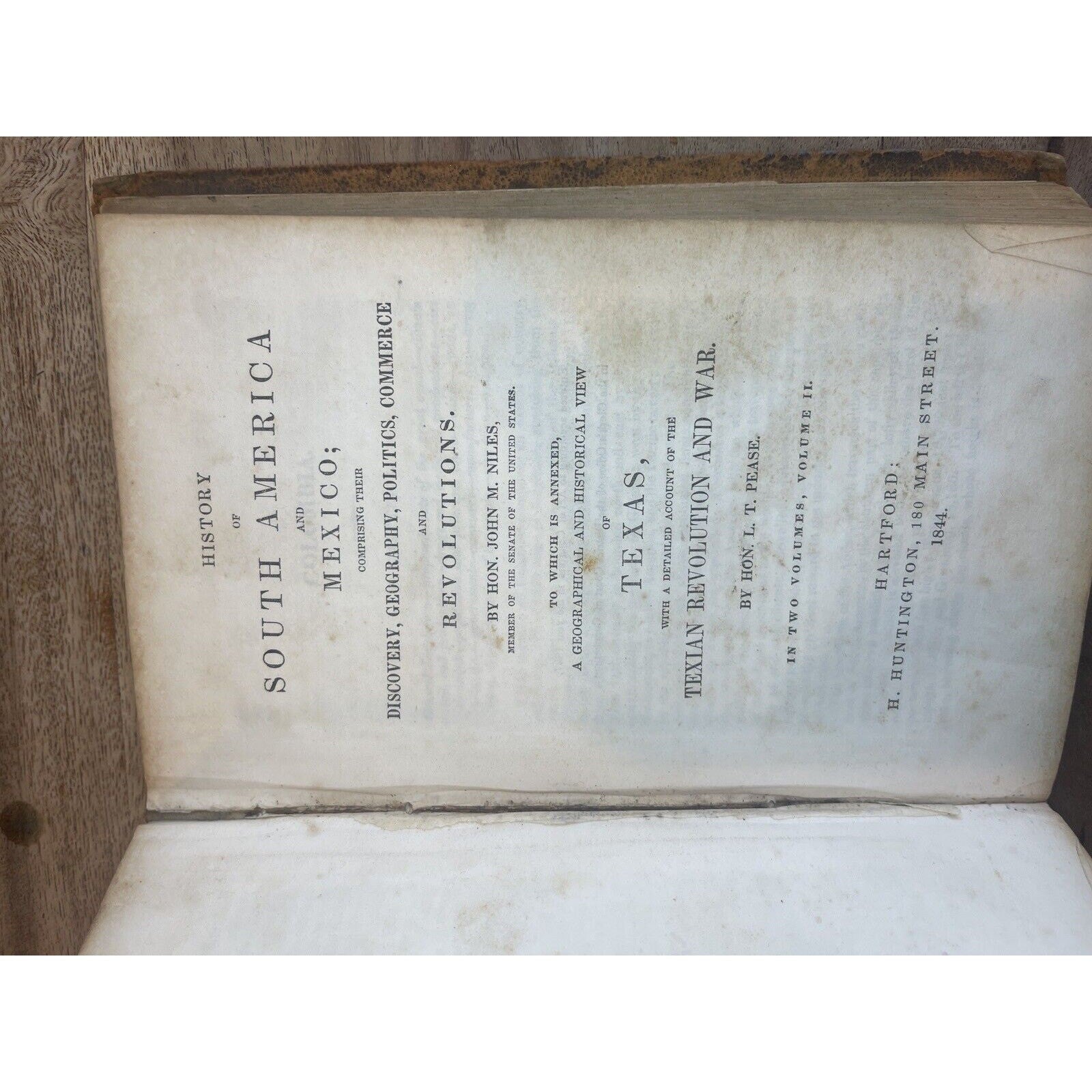 1844 South America and Mexico TEXAS Revolution John Niles Huntington publisher