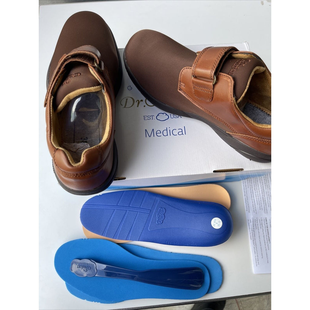 Dr. Comfort NEW Brian Mens Stretchable Diabetic Casual Strap Shoe Brown 11.5 W