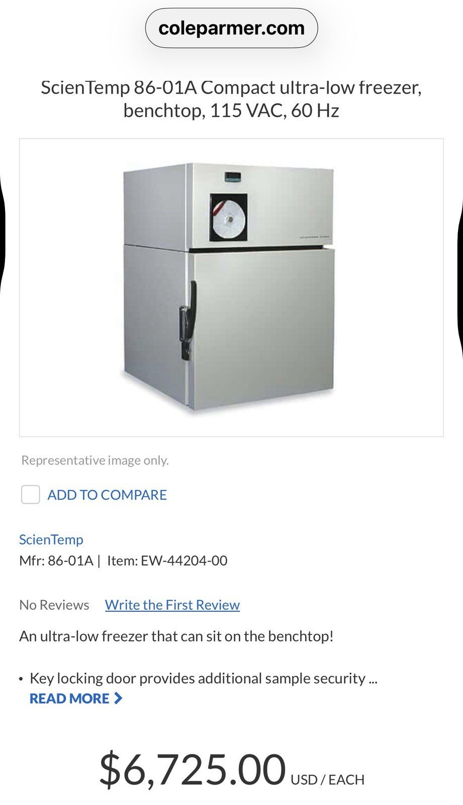 Scientemp 86-01A Ultra Cold Countertop Freezer (-45 C~-86 C) Tested working