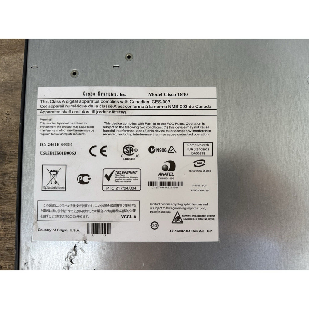 Cisco Model 1840 Router