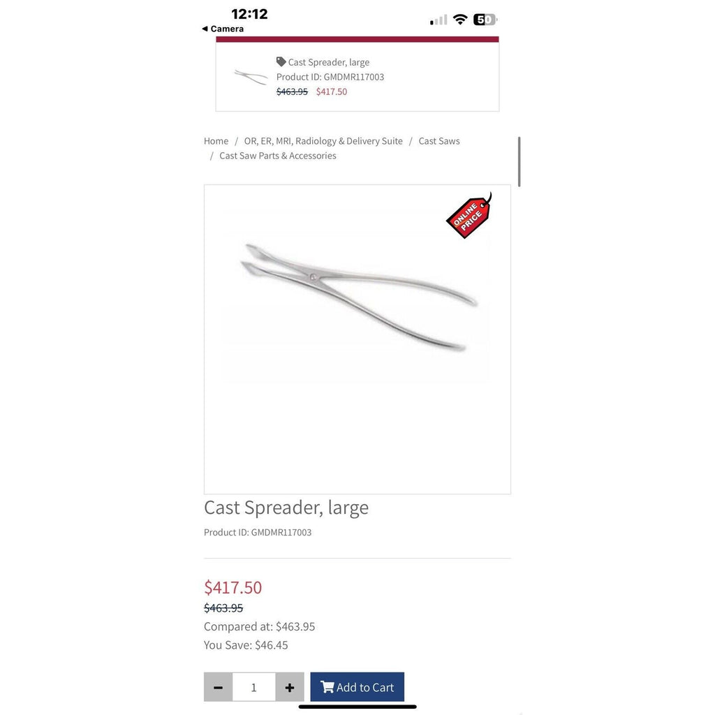 Cast Spreader, 11", with 2" Wide Jaws, Premium Stainless. Hospital Equipment