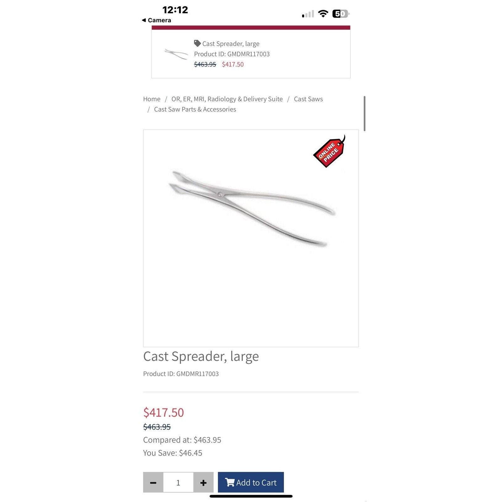 Cast Spreader, 11", with 2" Wide Jaws, Premium Stainless. Hospital Equipment