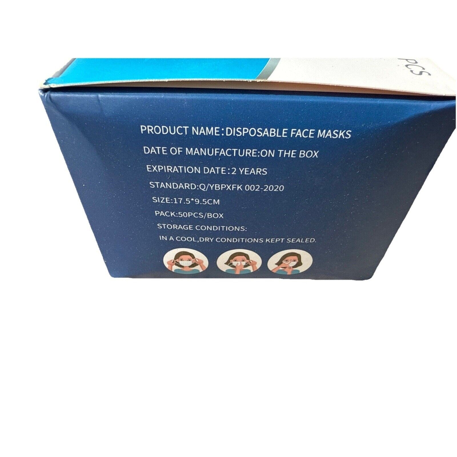 50 pcs Blue Face Mask Non Medical Surgical Disposable 3Ply Earloop Mouth Cover