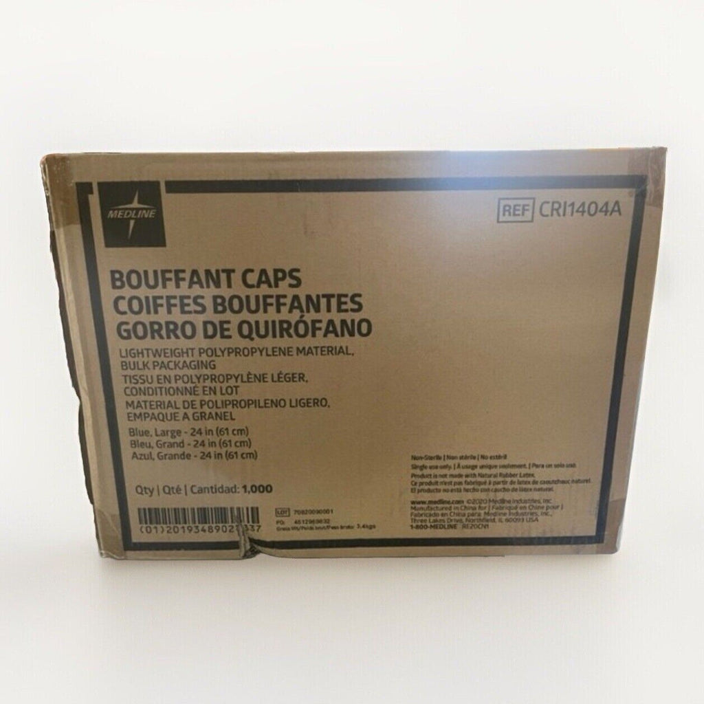 Medline 1000 Case Bouffant Hair Net Cap Non Woven Disposable Hairnet CRI1404A