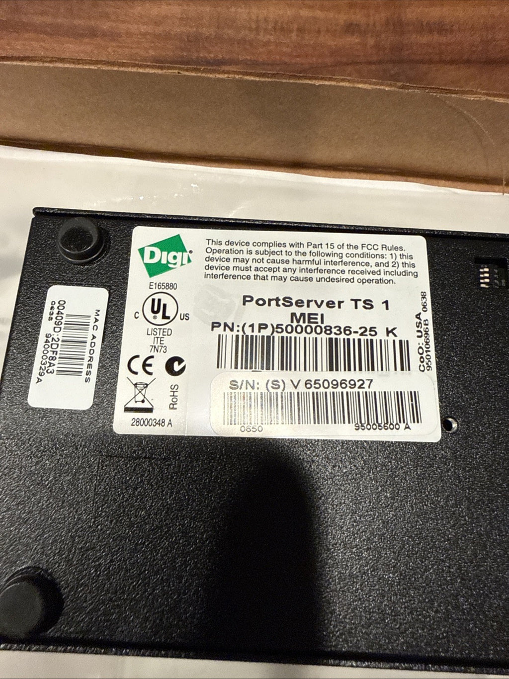 Digi PortServer  TS 1 MEI Serial Server, Cables Included | NEW
