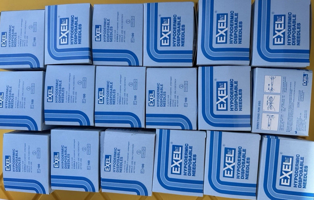 Exel Sterile Hypodermic, Disposable, Regular Wall, 23G x 1.5",  SIX BOXES of 100