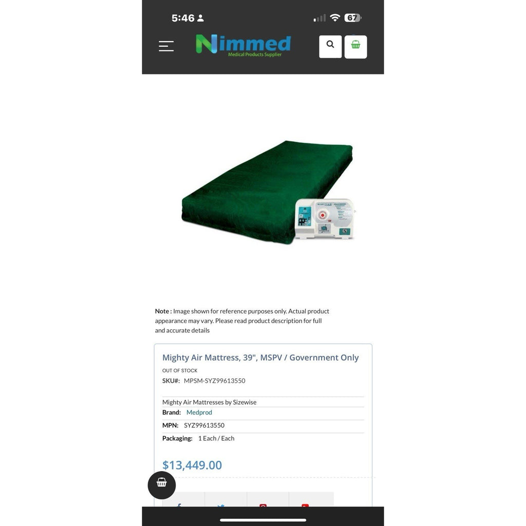 SizeWise Mattress, With Mighty Air Device Controller  (no Bed)