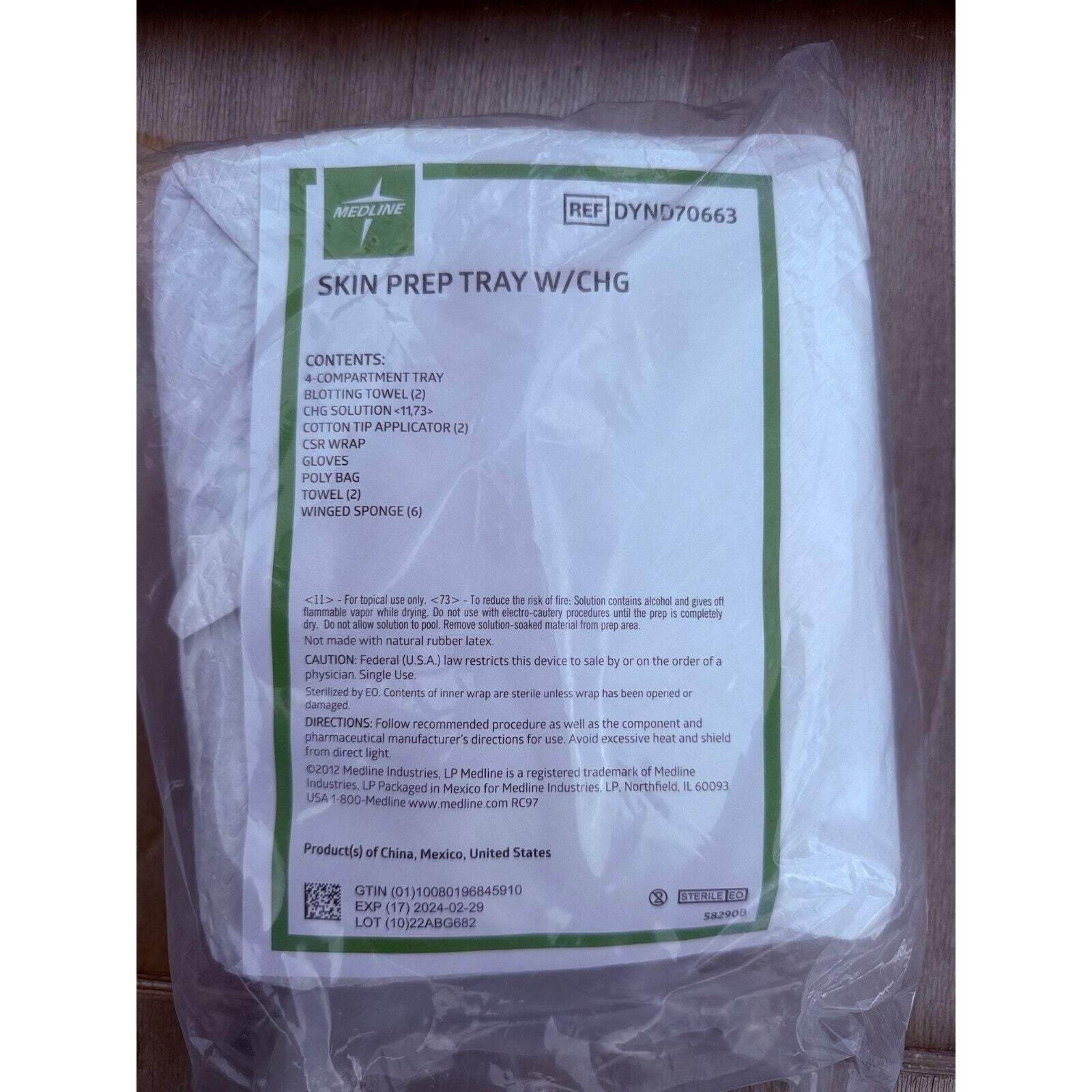 Medline SKIN PREP TRAY W/CHG DYND70663