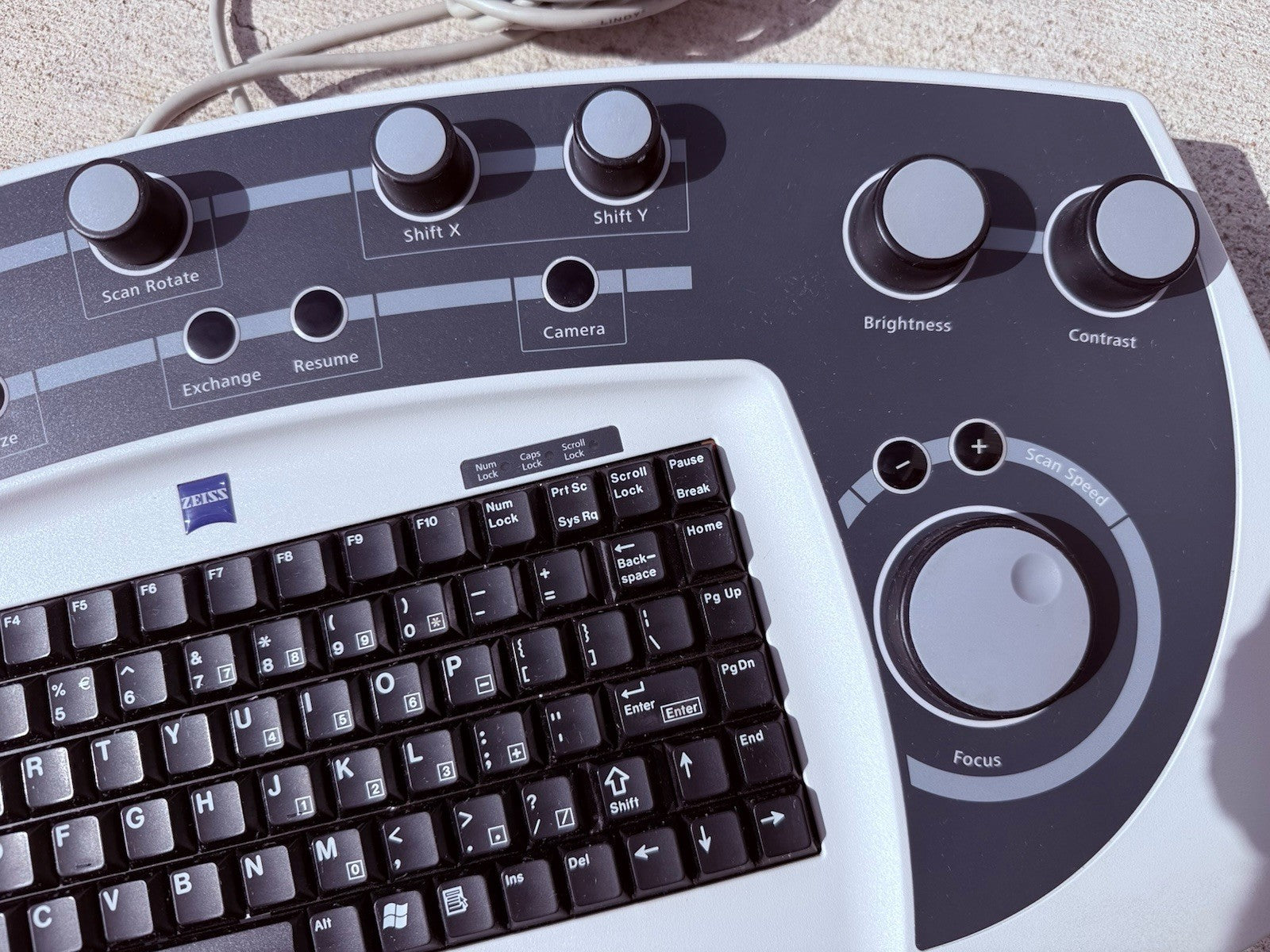 Zeiss control panel and keyboard, used with a scanning electron microscope (SEM)