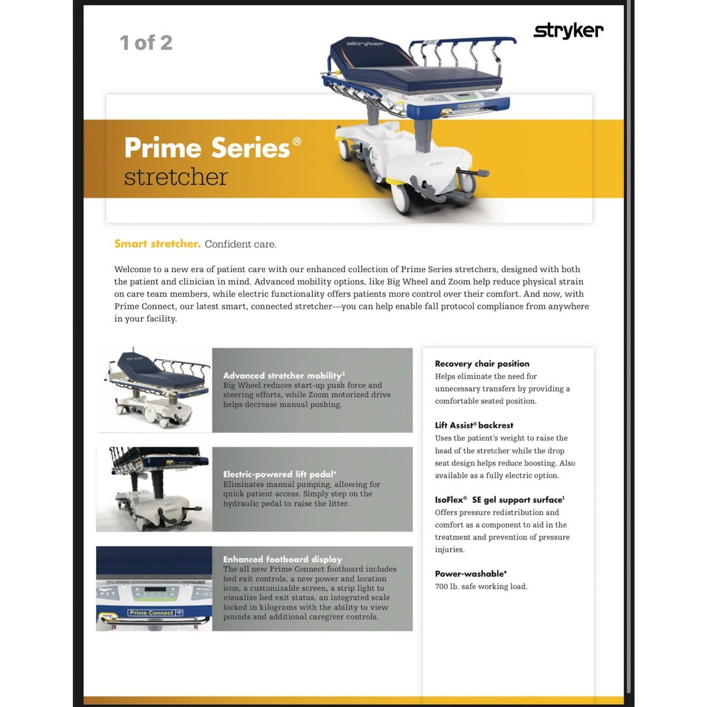 Stryker 1015 Glideaway Big Wheel Stretcher With mattress