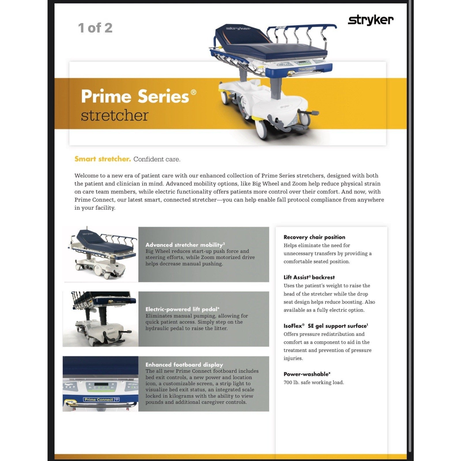 Stryker 1015 Glideaway Big Wheel Stretcher With mattress