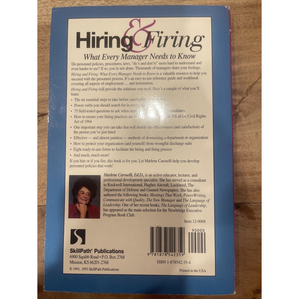 Hiring & Firing: What Every Manager Needs to Know - Paperback - GOOD
