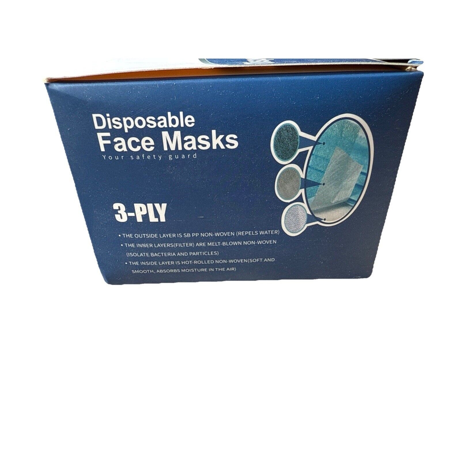 50 pcs Blue Face Mask Non Medical Surgical Disposable 3Ply Earloop Mouth Cover