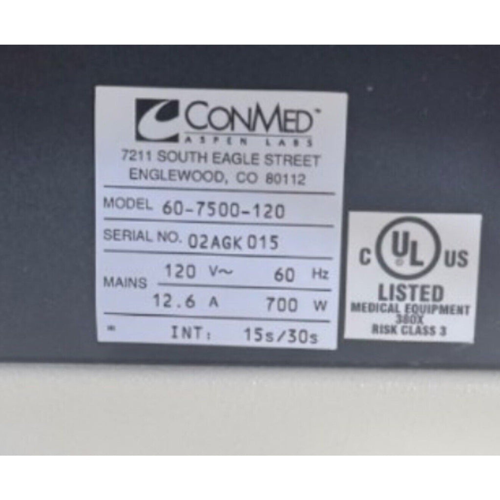 CONMED SYSTEM 7500 ELECTROSURGICAL GENERATOR MODES 60-7500-120 WITH Extra Items