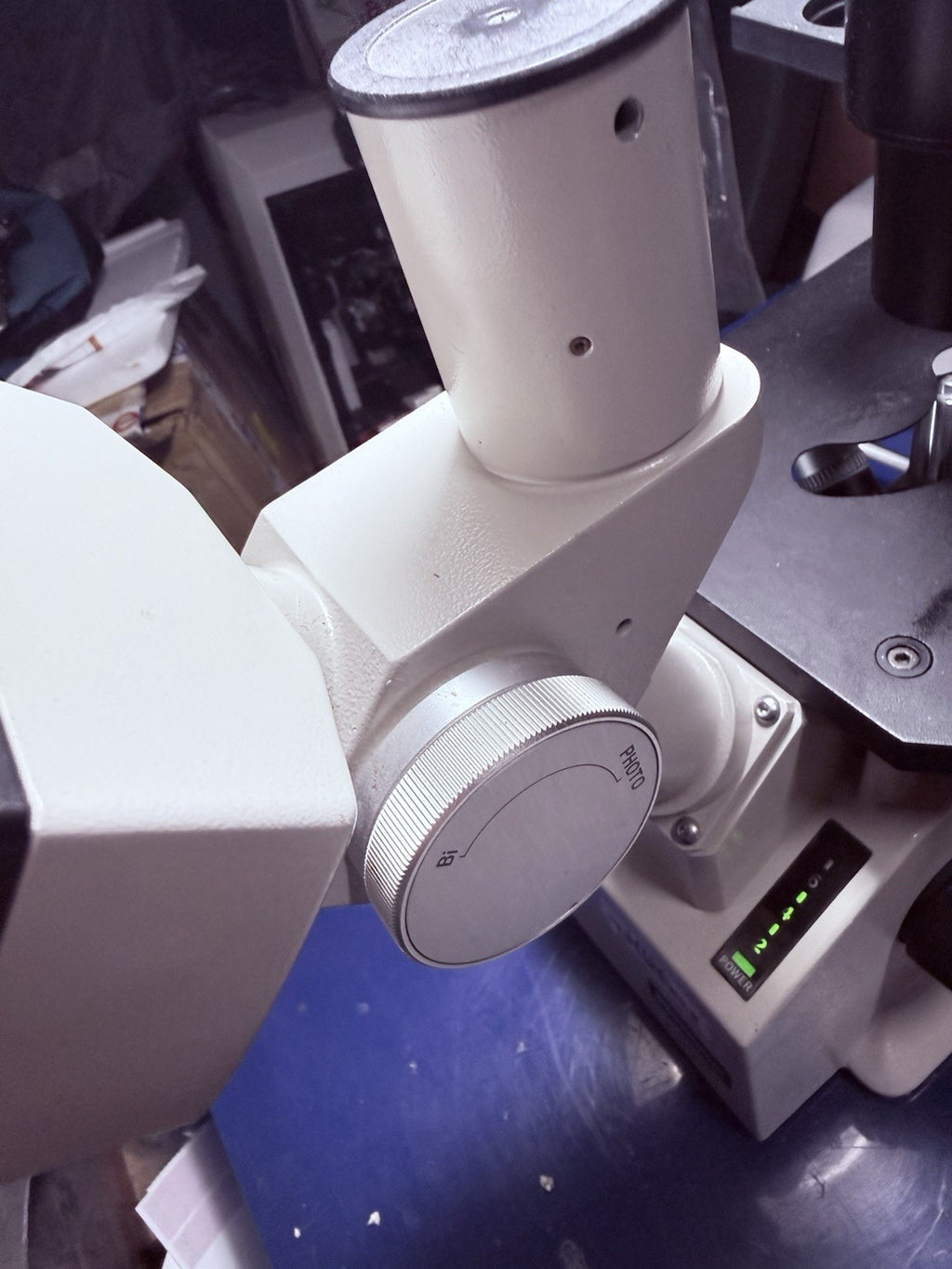 Nikon TMS-F Inverted Phase Contrast Trinocular Microscope. With Mechanical Stage
