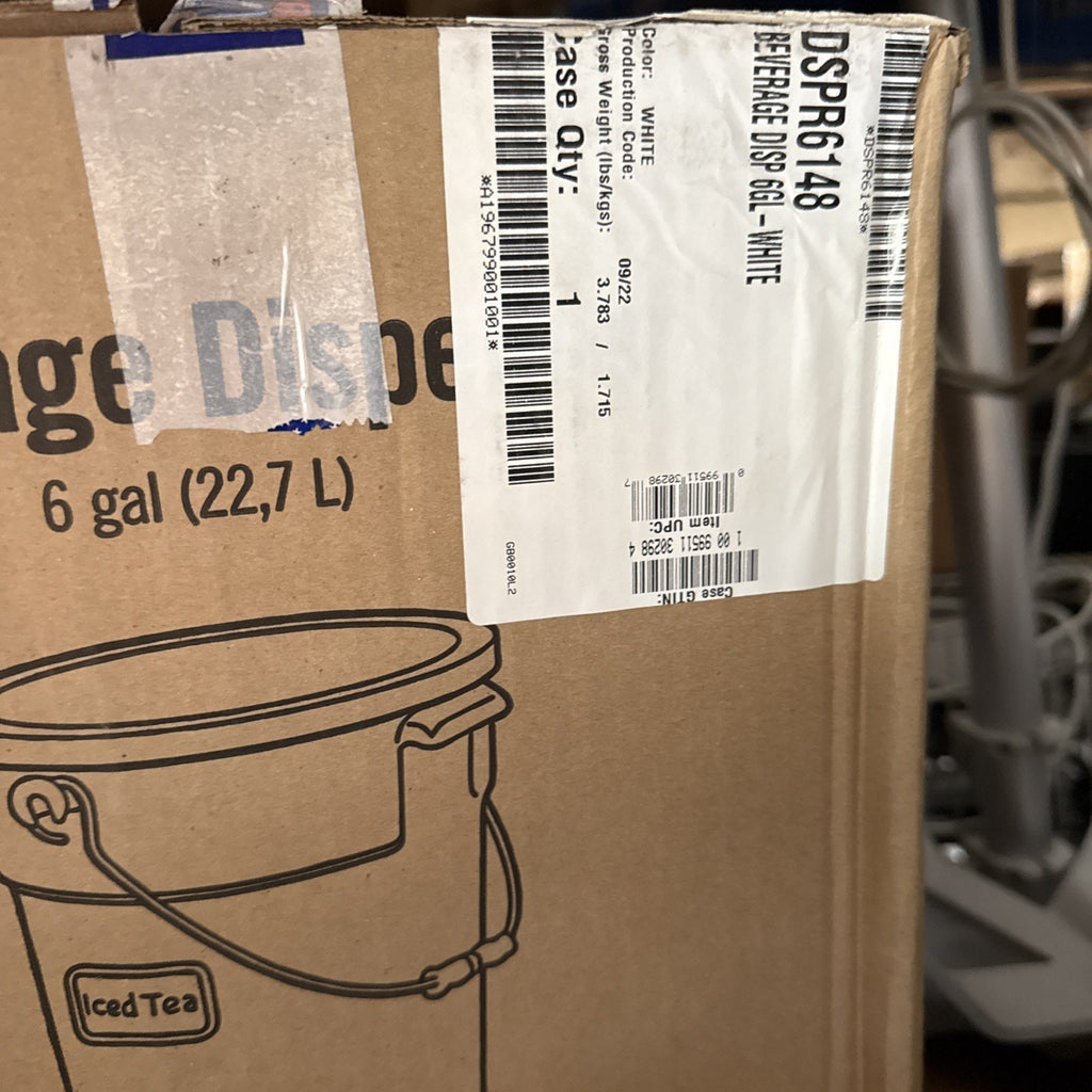 New Cambro DSPR6148 SIX-GALLON (22,7 L) BEVERAGE DISPENSER, White, 22 Quart