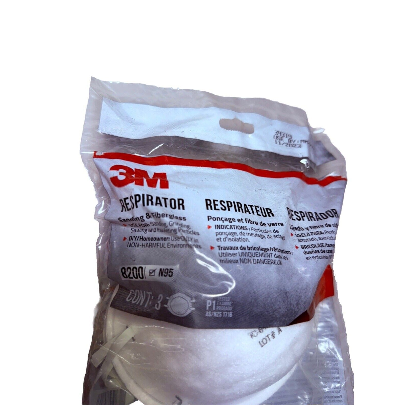 36 X 3M 8200 N95 Disposable Particulate Respirator (12 Packages of 3 Pack) 11/23