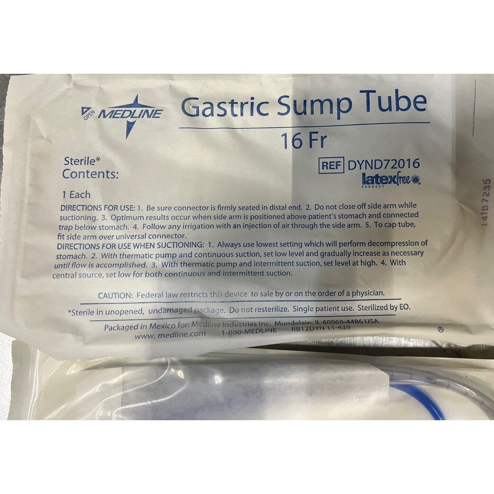 LOT OF 10 NEW MEDOVATIONS Gastric Sump Tube w/X-Ray Opaque Stripe #1217-18 18FR