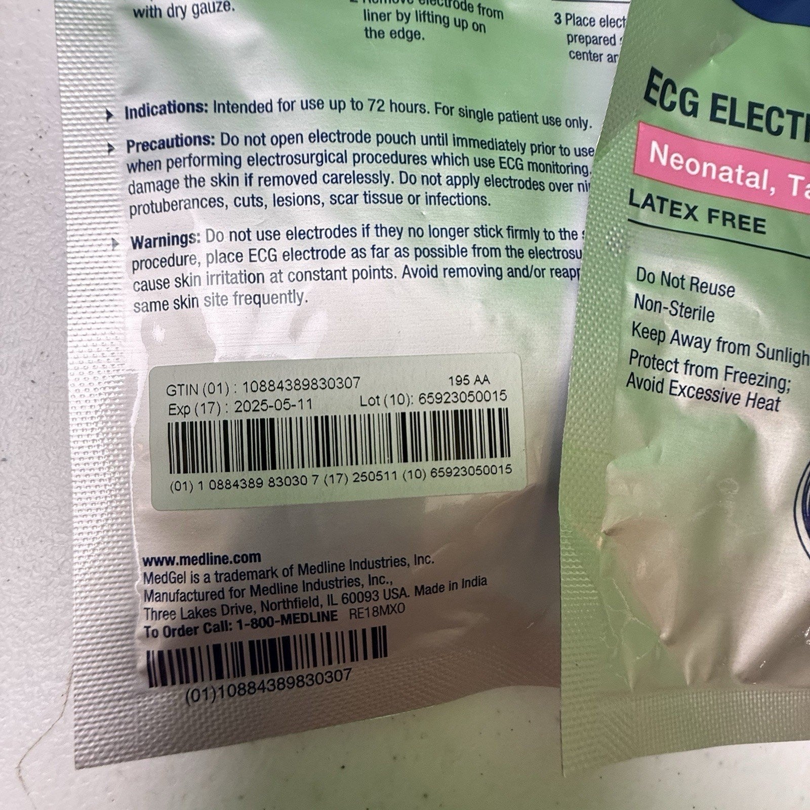 2 Pack MEDLINE MEDGEL ECG ELECTRODENeonatal, Tape, Radiotranslucent MDSM61143R