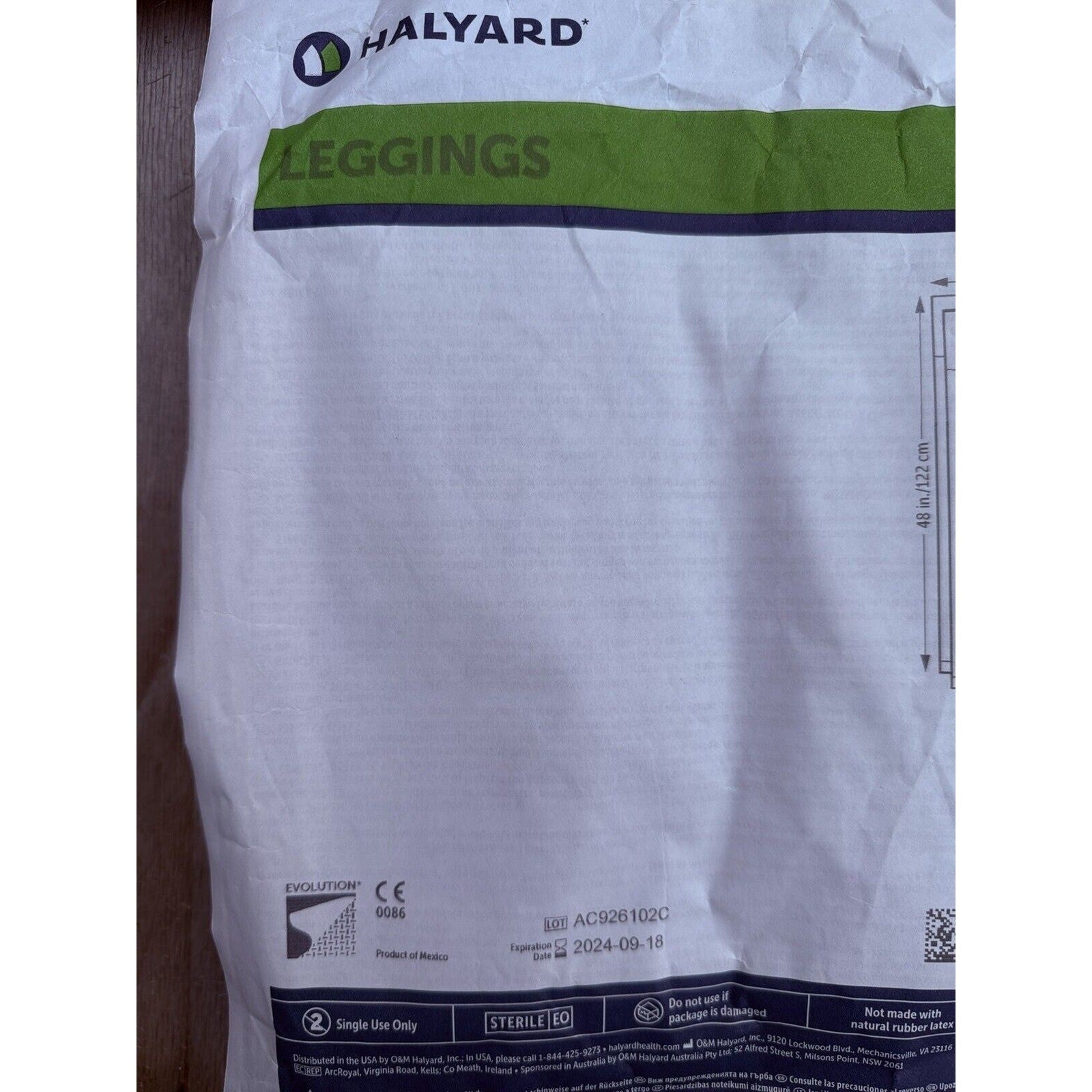 Halyard LEGGINGS 89408, 31x48 inch 2024-09-18