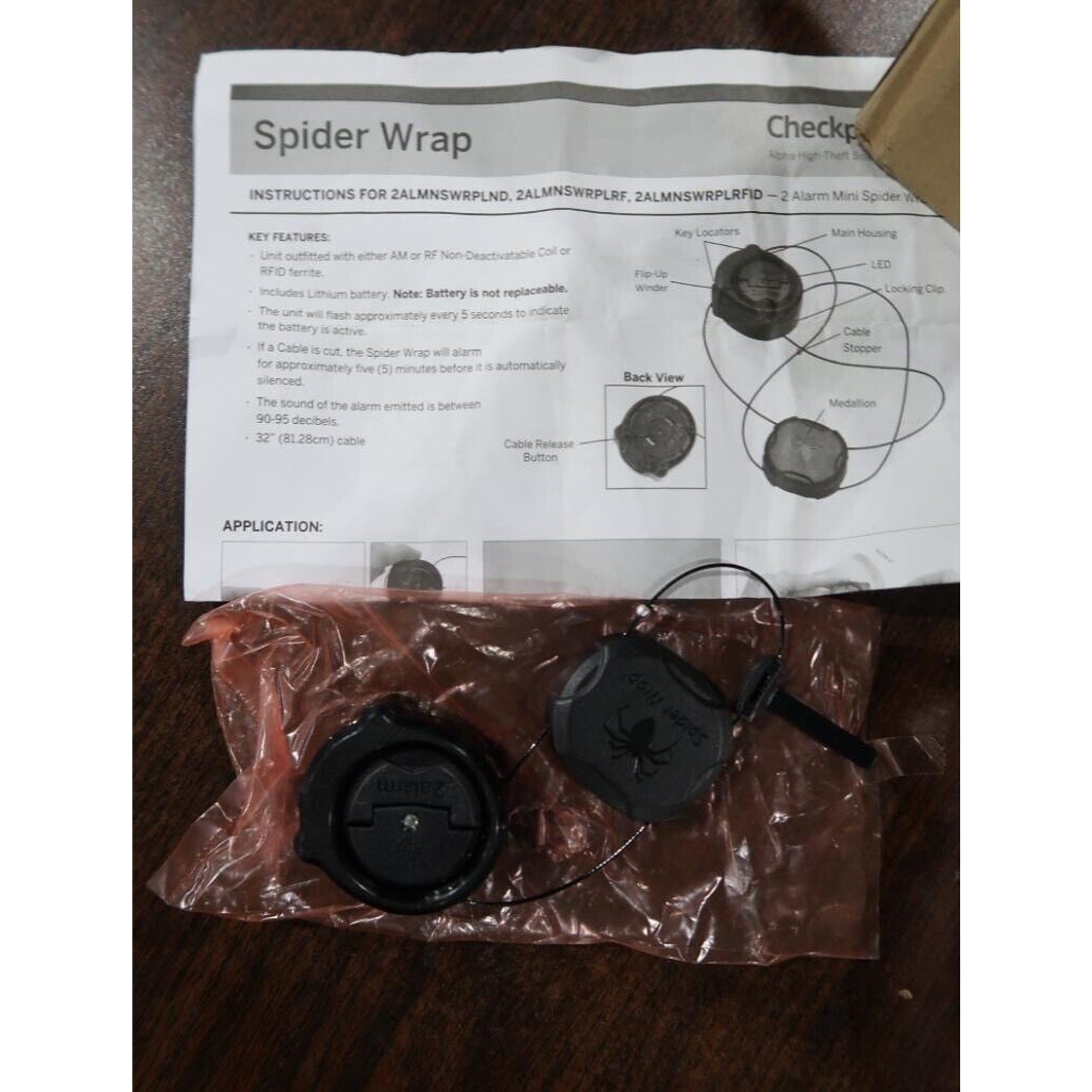 4 Pack Alpha Spider Wrap Mini Anti-Theft Locking Security Alarm Retail Tag -NEW