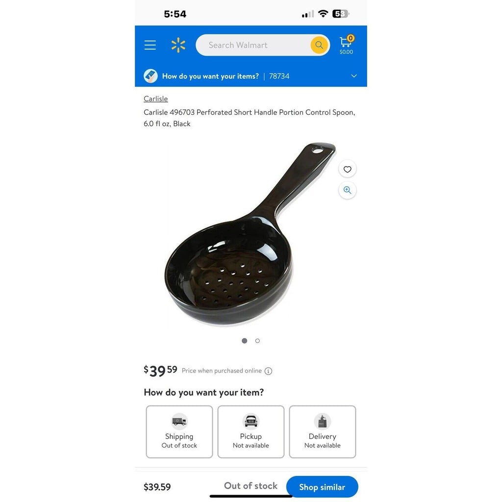 Carlisle Measure Miser Portion Control Spoon 6oz Black Plastic Pref Short 496703
