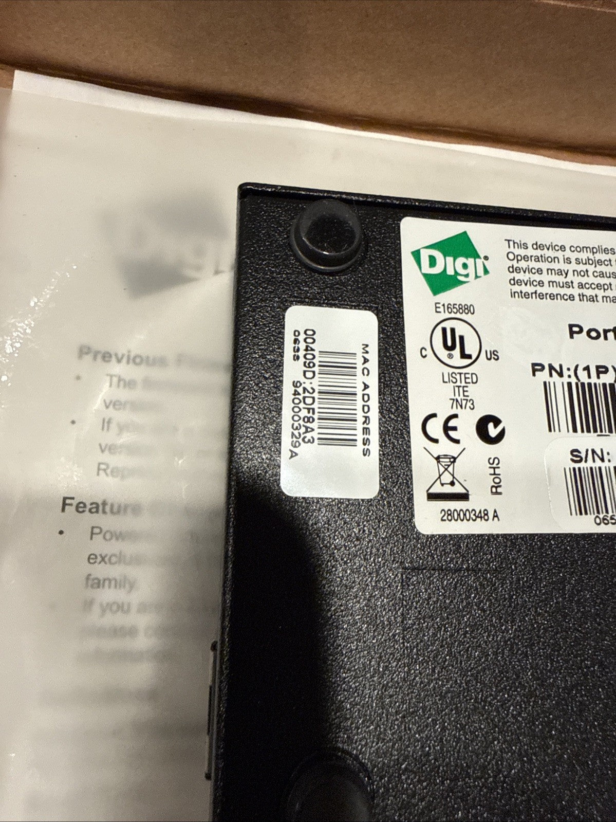 Digi PortServer  TS 1 MEI Serial Server, Cables Included | NEW