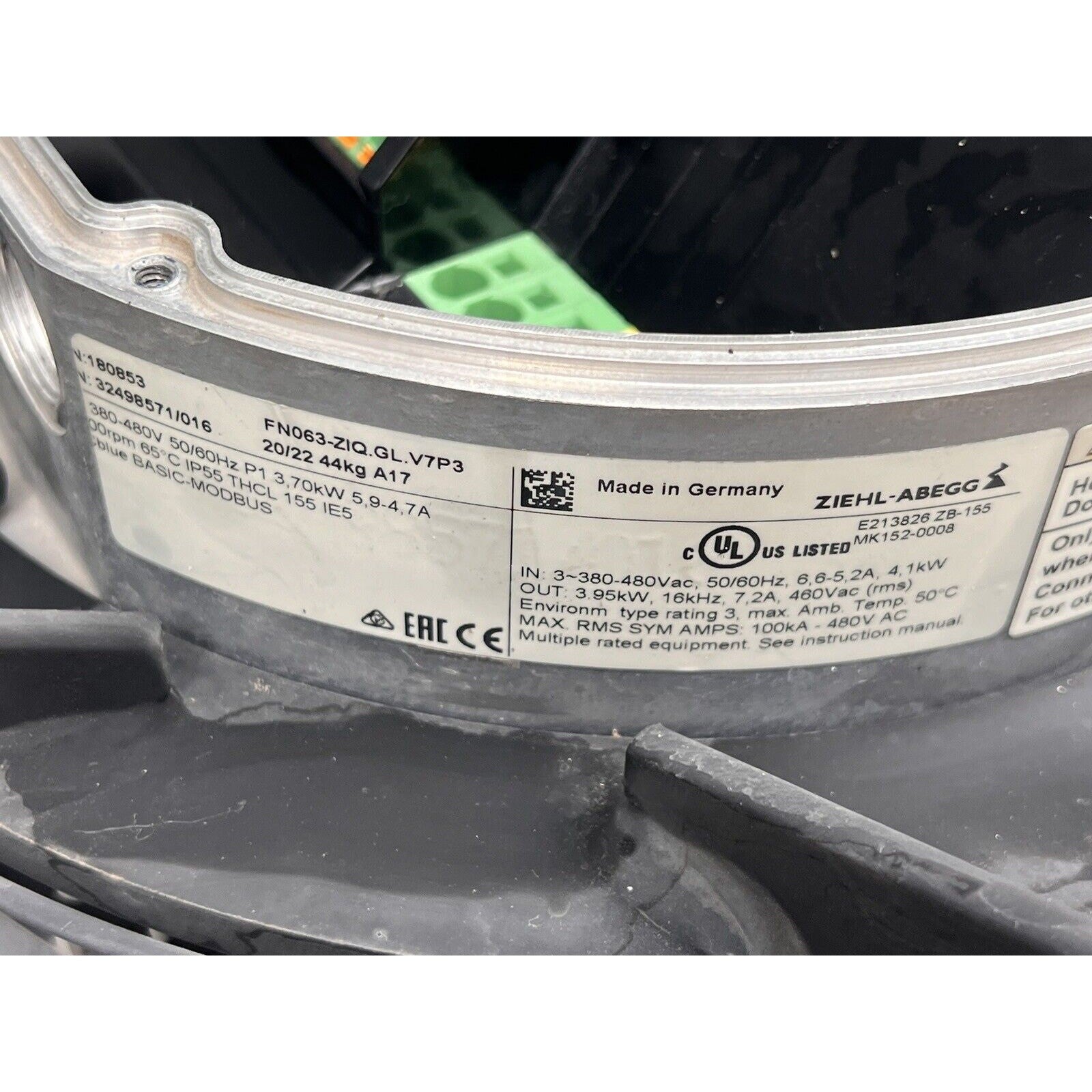Ziehl-Abegg FN080-ZIQ.GL.V7P3 800mm 380-480V Axial Fan ECBLUE Motor. German Made