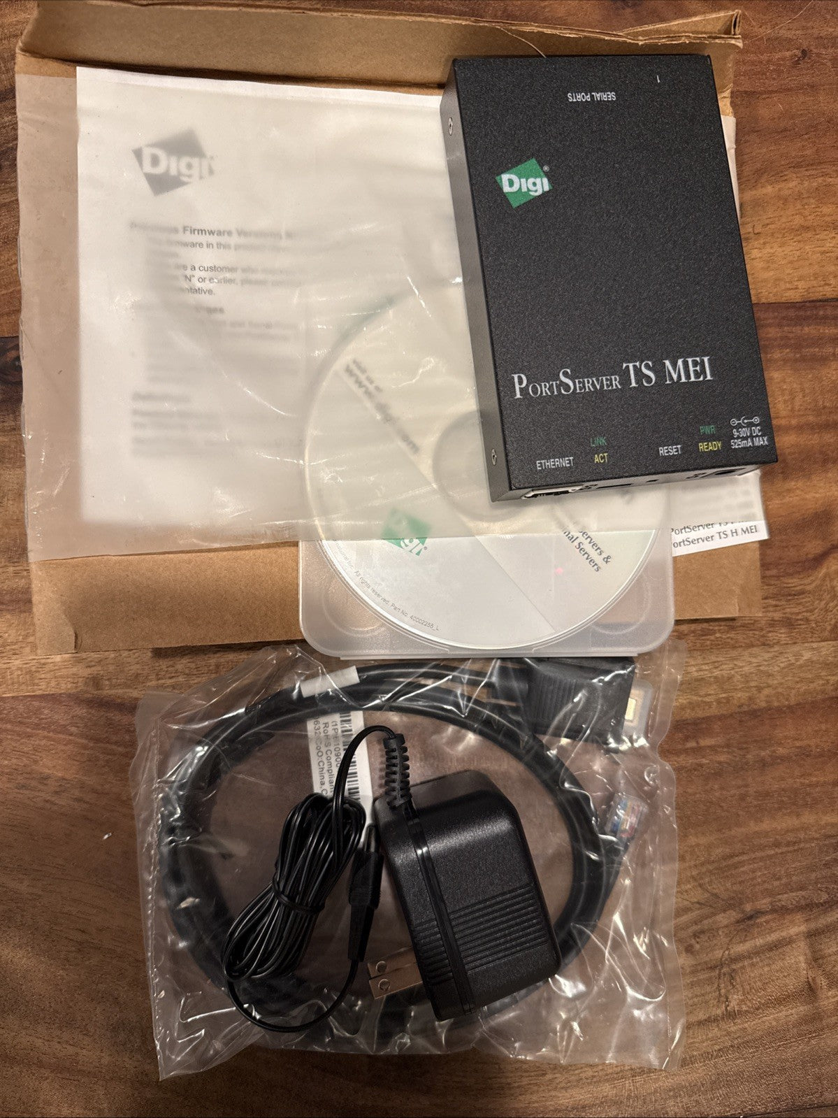 Digi PortServer  TS 1 MEI Serial Server, Cables Included | NEW