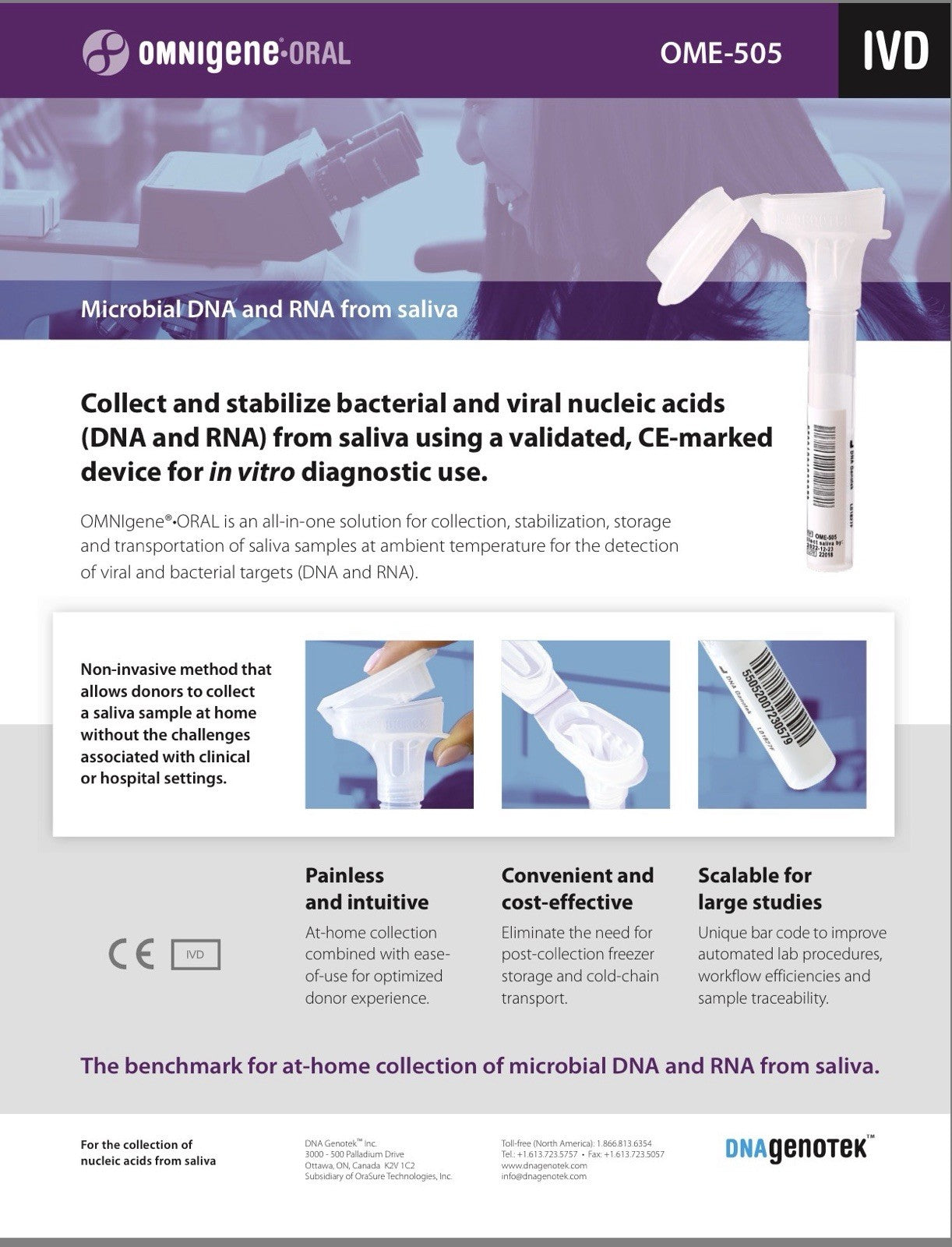 DNA Genotek OME-505, Use by  2023-02-22