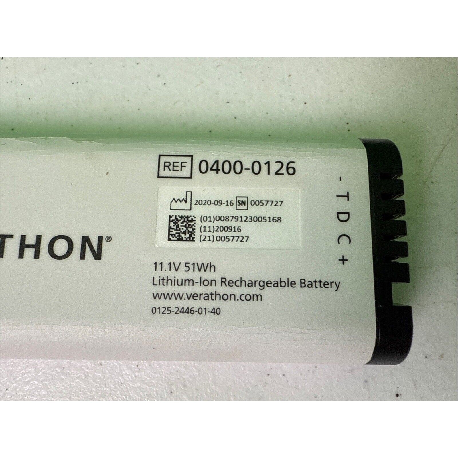Verathon REF 0400-0126, 11.1V 51Wh Lithium-lon Rechargeable Battery