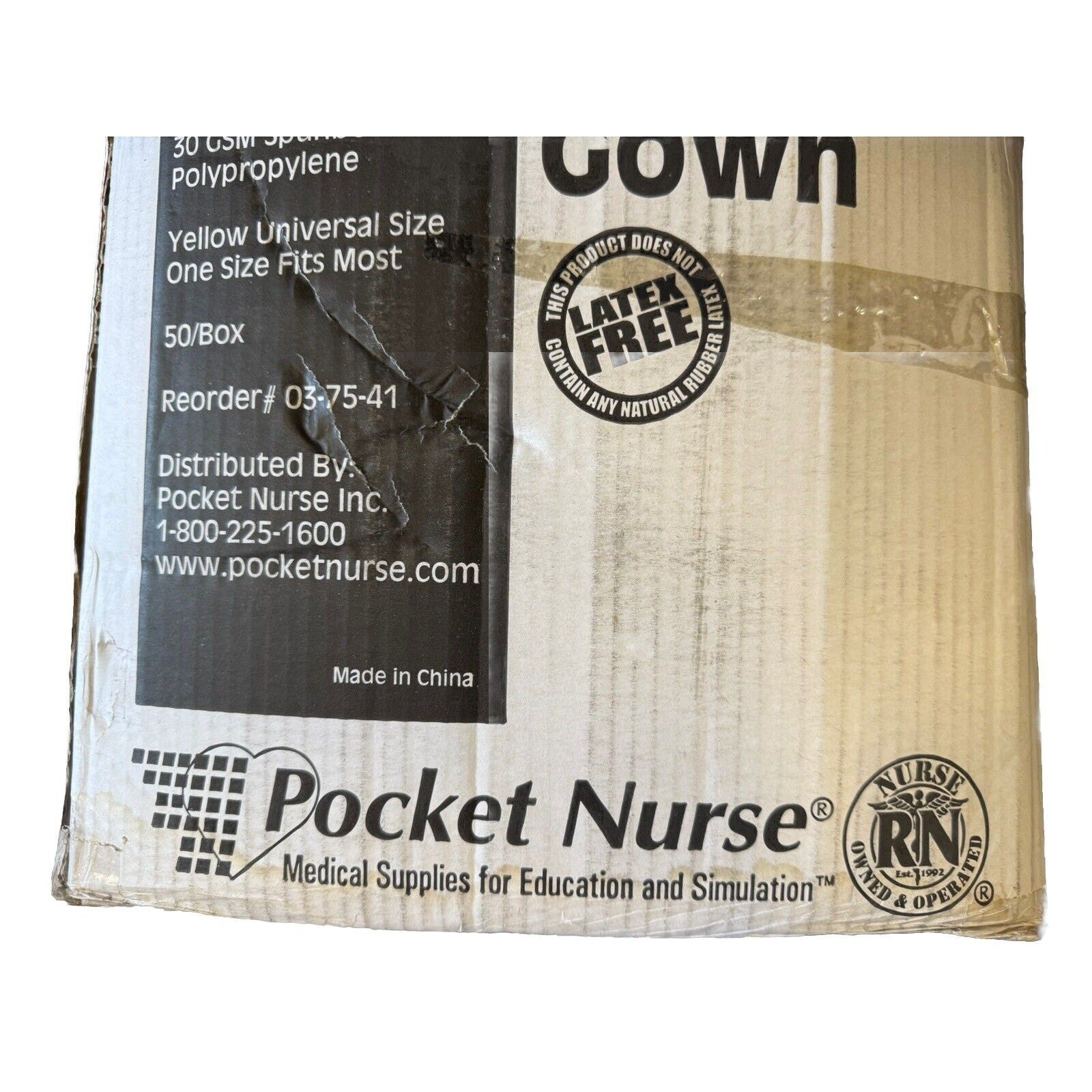 Pocket Nurse Case Of 50 Yellow Isolation Gowns Elastic Cuffs Fluid Resistant