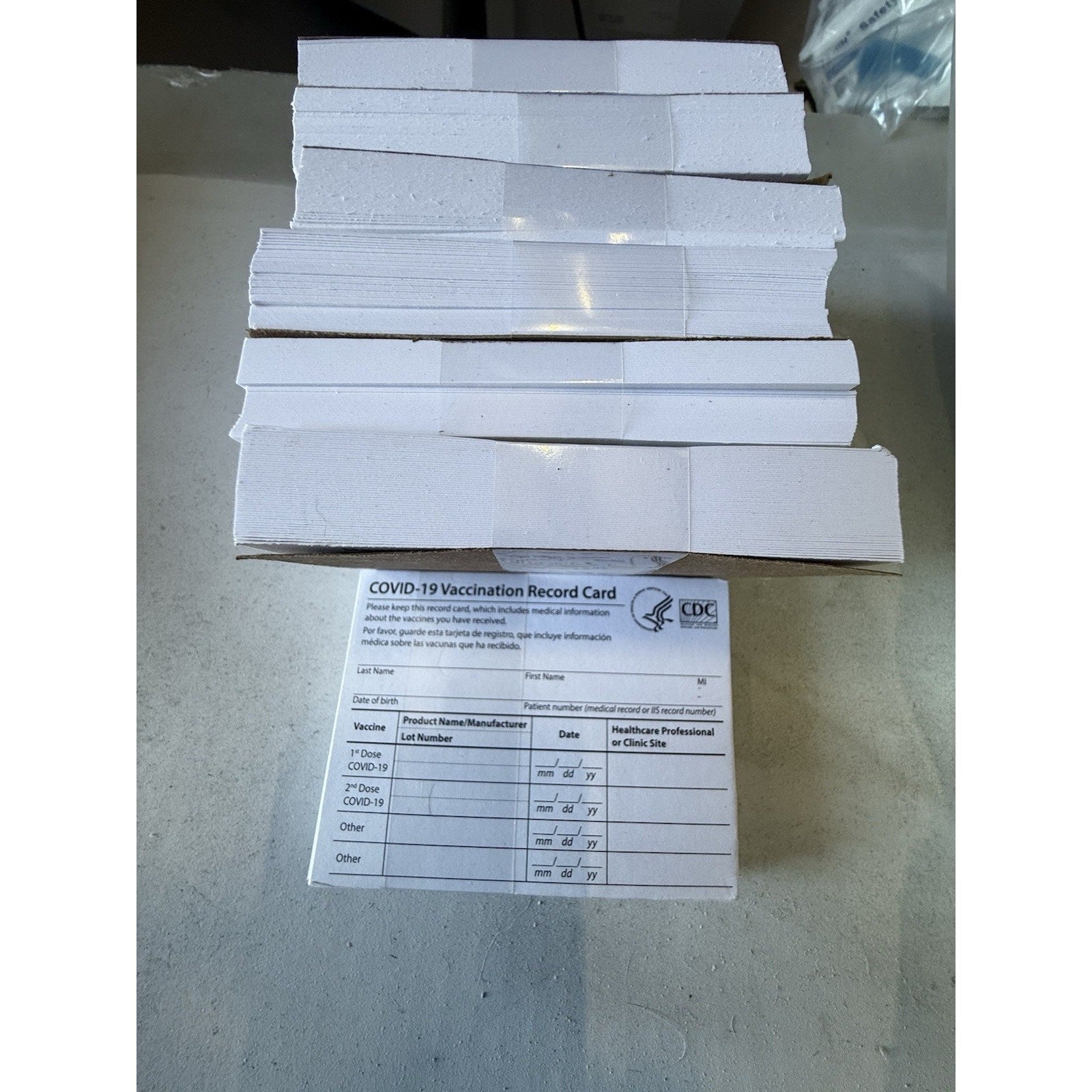 CDC COVID-19 Vaccination Blank Card Collector Use Only