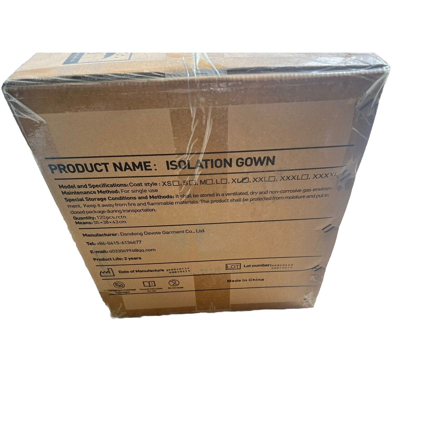 Case of 120 Medical ISOLATION GOWN Single Use XL Gowns