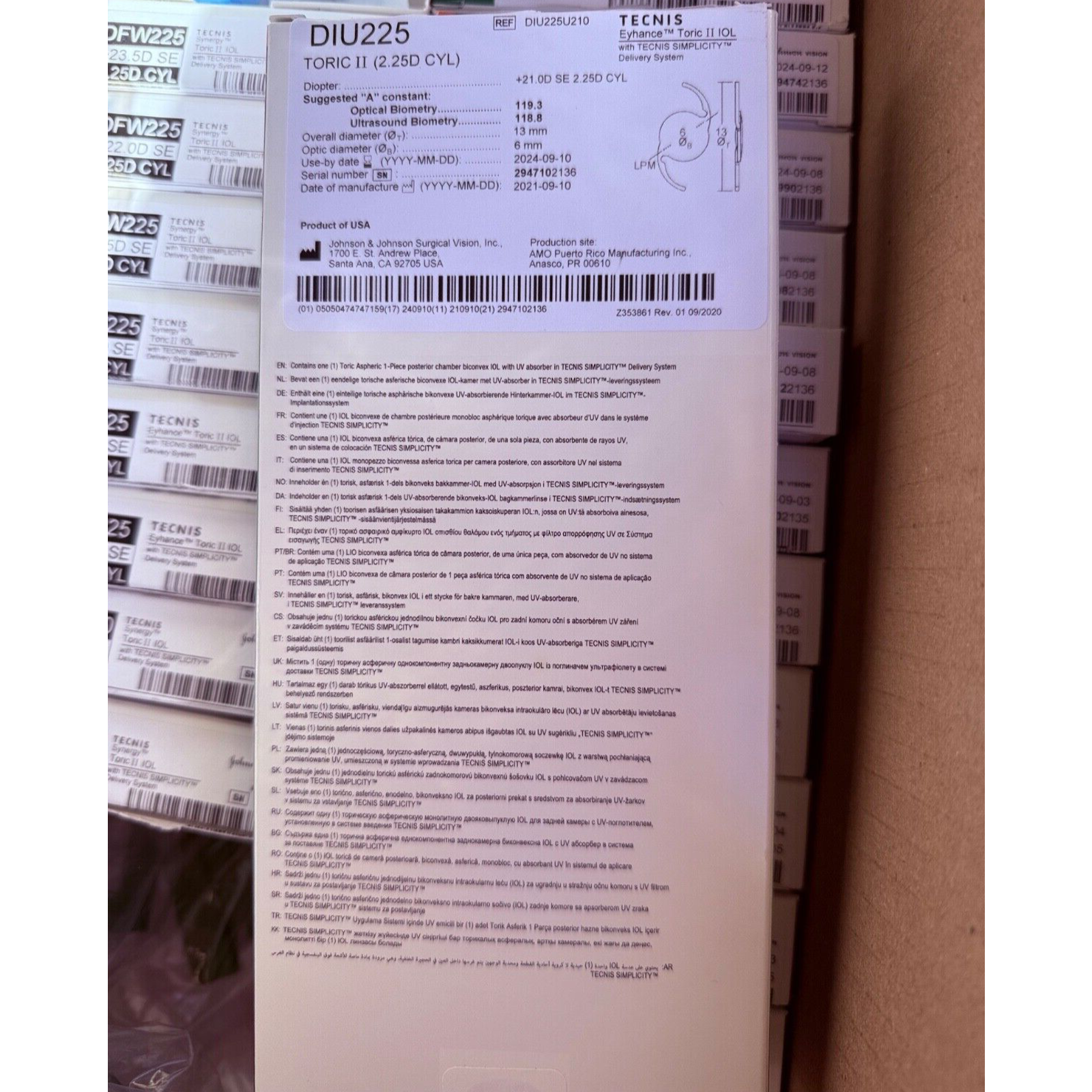TECNIS Eyhance IOL W/ Tecnis Simplicity Delivery System DIU225, 2024-09