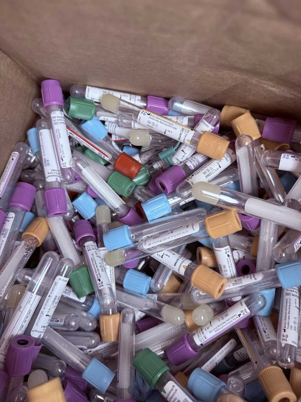 Red Vacuum Blood Collection Tubes, Few Thousand Mix Lot.  New