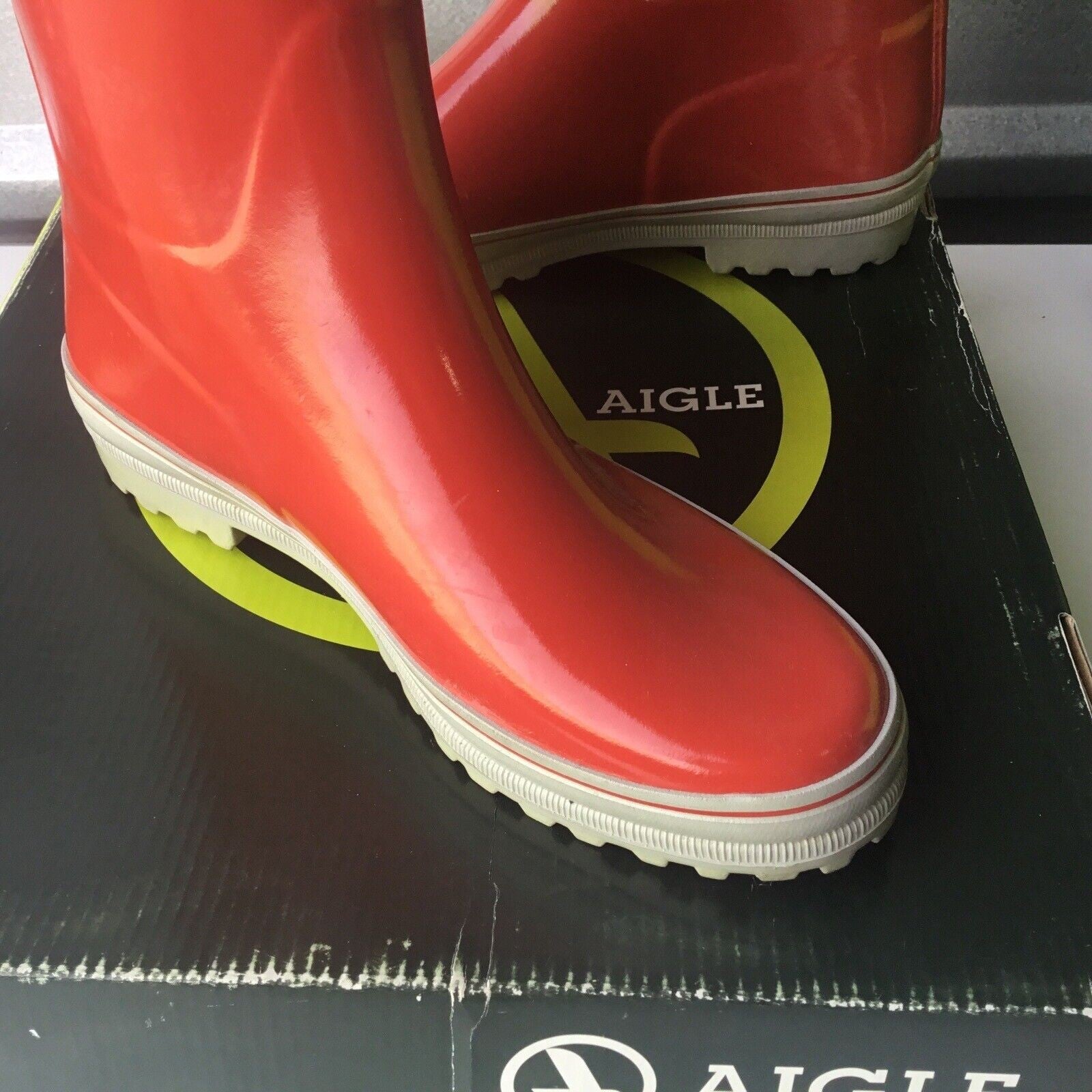 Aigle EUR Size 38 Women's Rain Boots Venise Red Croisiere Size 6.5