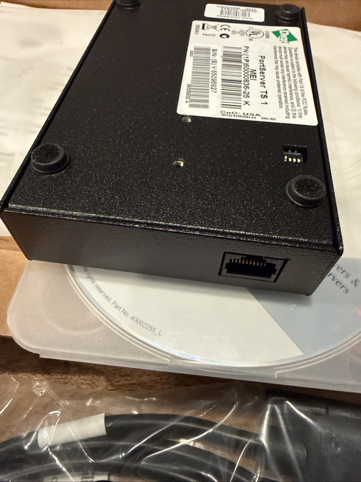 Digi PortServer  TS 1 MEI Serial Server, Cables Included | NEW