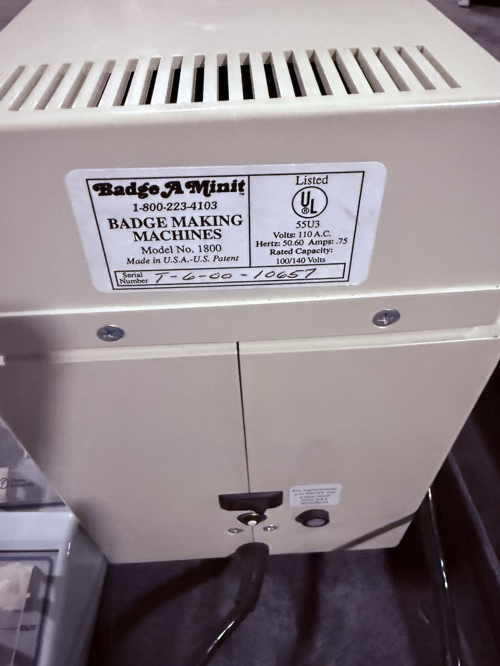 Badge A Minit 1800 Badge A Matic II Automated 2 1/4" Button / Pin Making Machine
