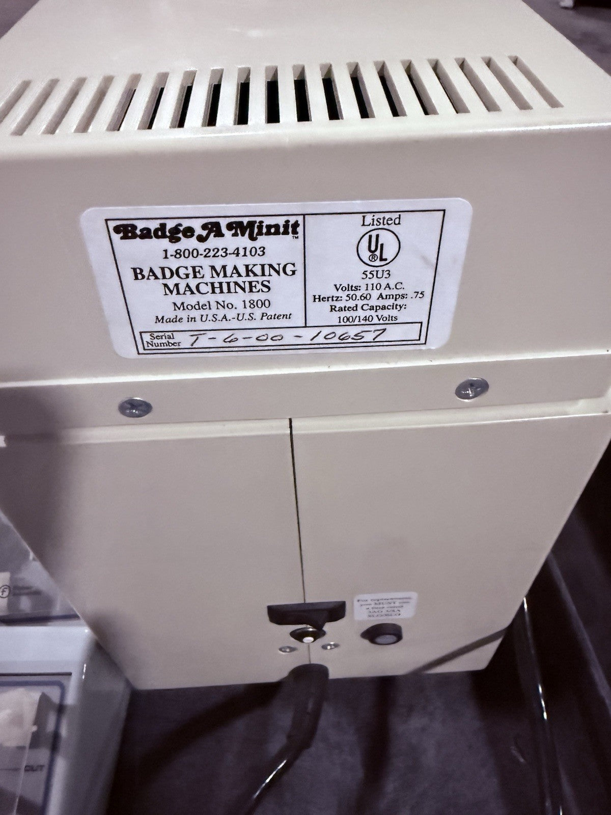 Badge A Minit 1800 Badge A Matic II Automated 2 1/4" Button / Pin Making Machine