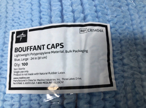 100 Disposable Blue Bouffant Caps Food Catering Restaurant Hair Net Mop