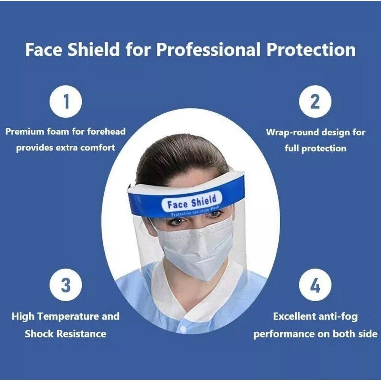 200 Reusable Clear Full Safety Face Shield Visor Mask Anti Fog