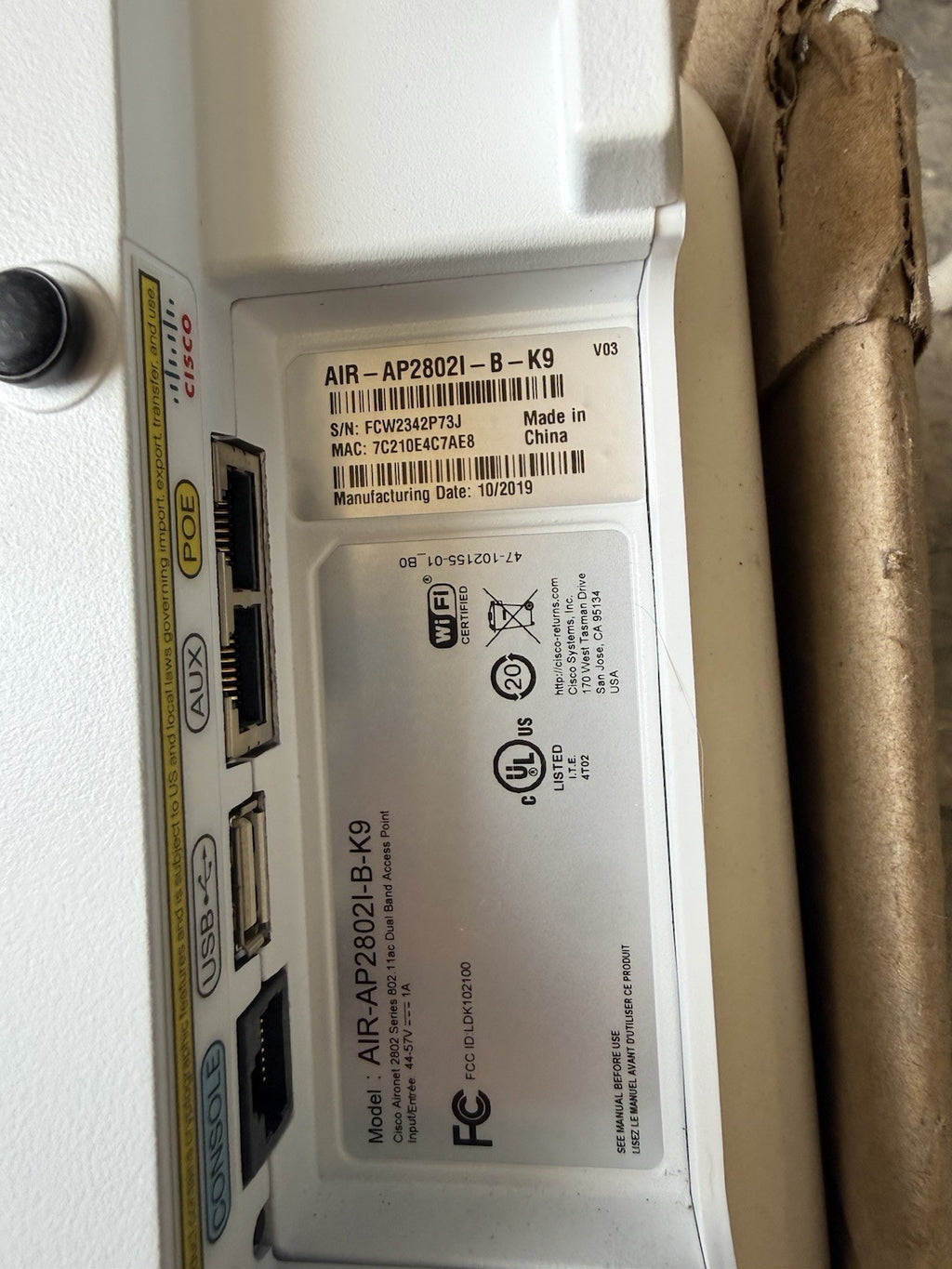 Cisco Aironet 2802 Series 802.11ac Dual Band Access Point AIR-AP2802I-B-K9
