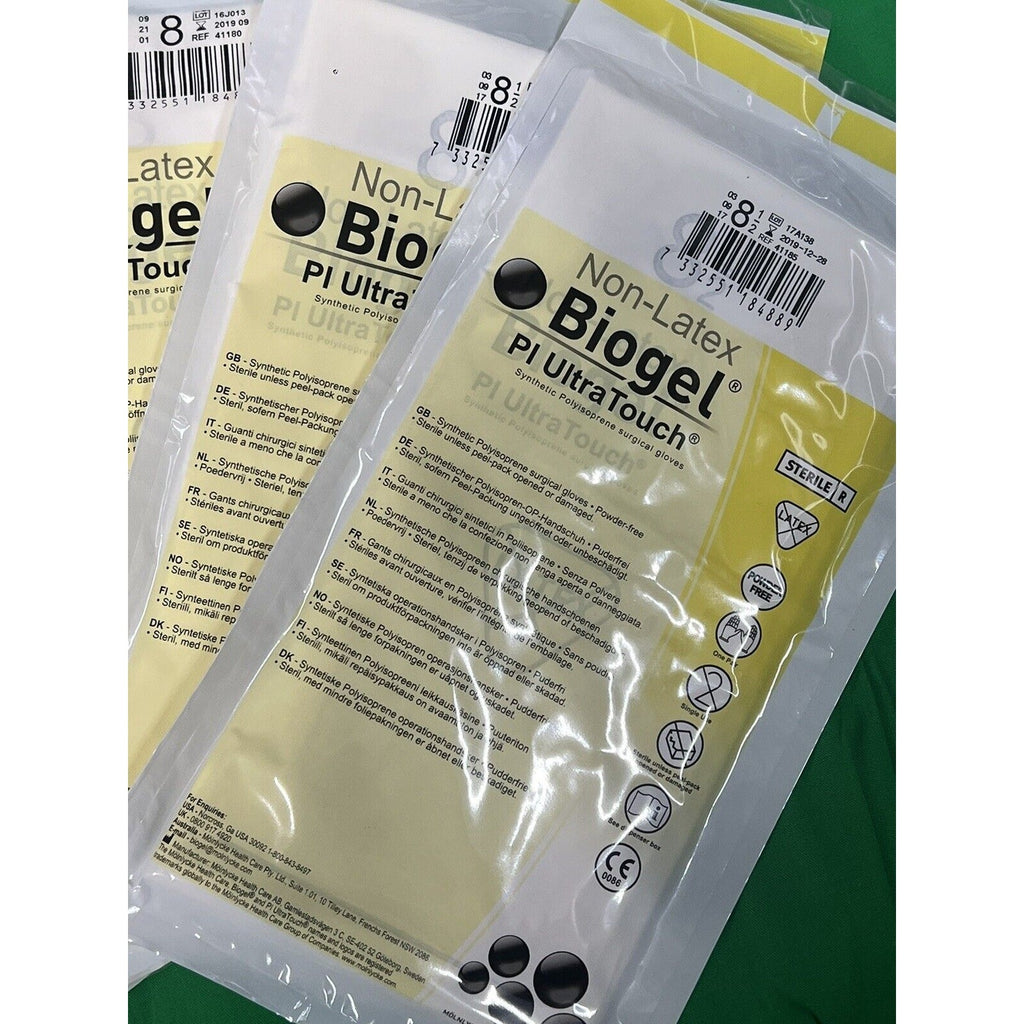 Molnlycke #41180 Biogel PI UltraTouch Surgical Gloves, Mix Sizes- lot of 6 pairs