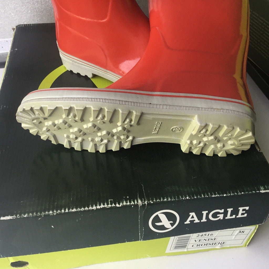 Aigle EUR Size 38 Women's Rain Boots Venise Red Croisiere Size 6.5