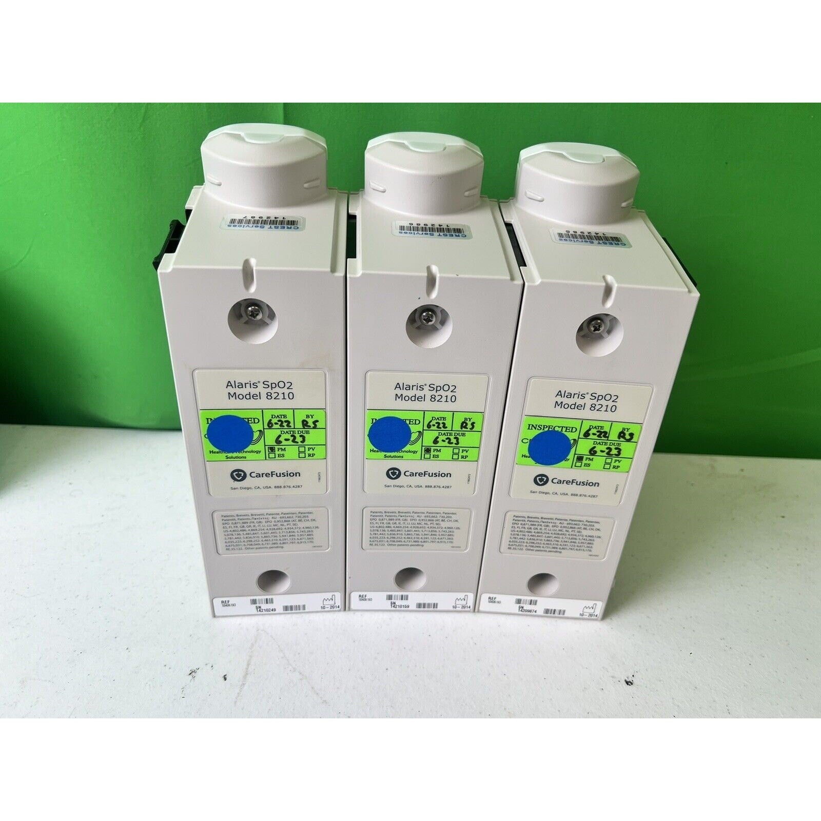 Lot of 3 Alaris Masimo Set SpO2 Monitors 8210 Series