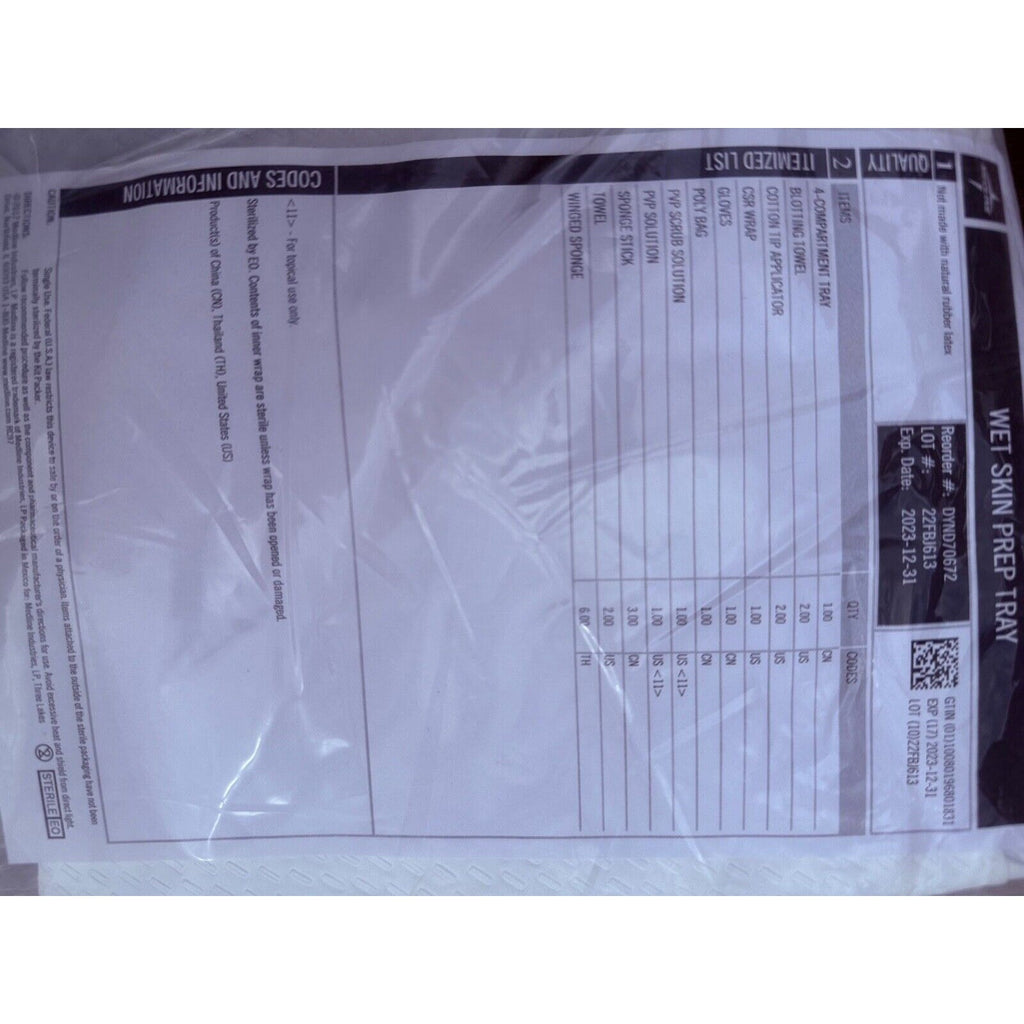 Medline Wet Skin Prep Tray DYND70672 Exp. 12/23