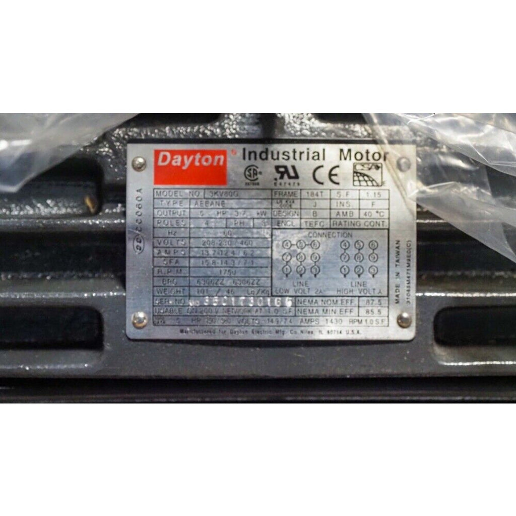 Dayton 3KV80G 5hp, 3 phase, 208-240/460v General Purpose Motor. NEW IN CRATE